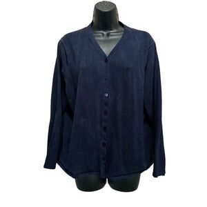 Pendleton Navy Watercolor‎ Cardigan Sweater Button Up Size 1X Long Sleeve